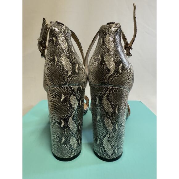 Sam Edelman Women's Size 9.5 Silvertone Python Embossed Leather block heel - Picture 6 of 9